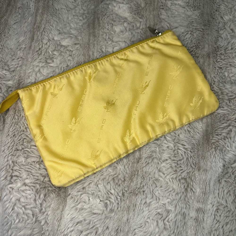 Etro Lemon Yellow Jacquard Zip Pouch - Picture 2 of 6